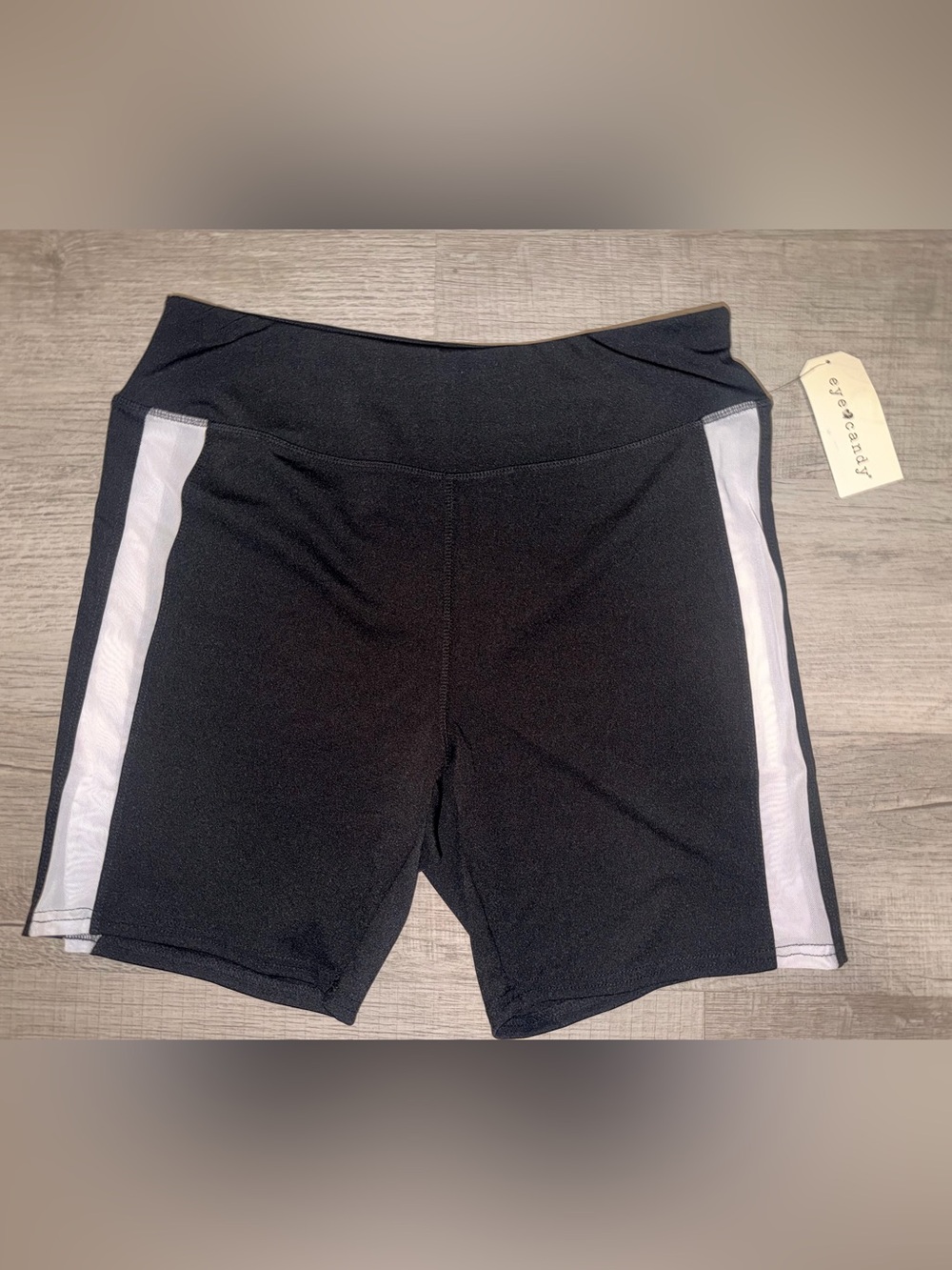 Eye Candy Black Athletic Bike Shorts with White Side Panels